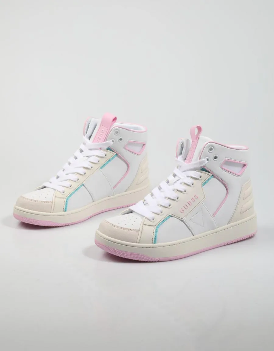  baskets GUESS Basquet Fl7bsq Lea12 en Blanc 79626
