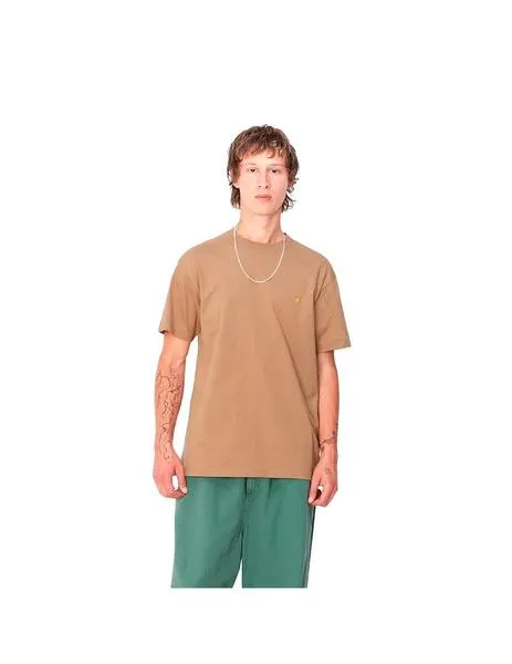 Camiseta carhartt wip s/s chase marrón de hombre