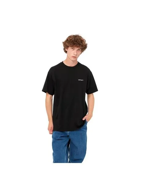 Camiseta carhartt wip s/s script embroidery negra de hombre